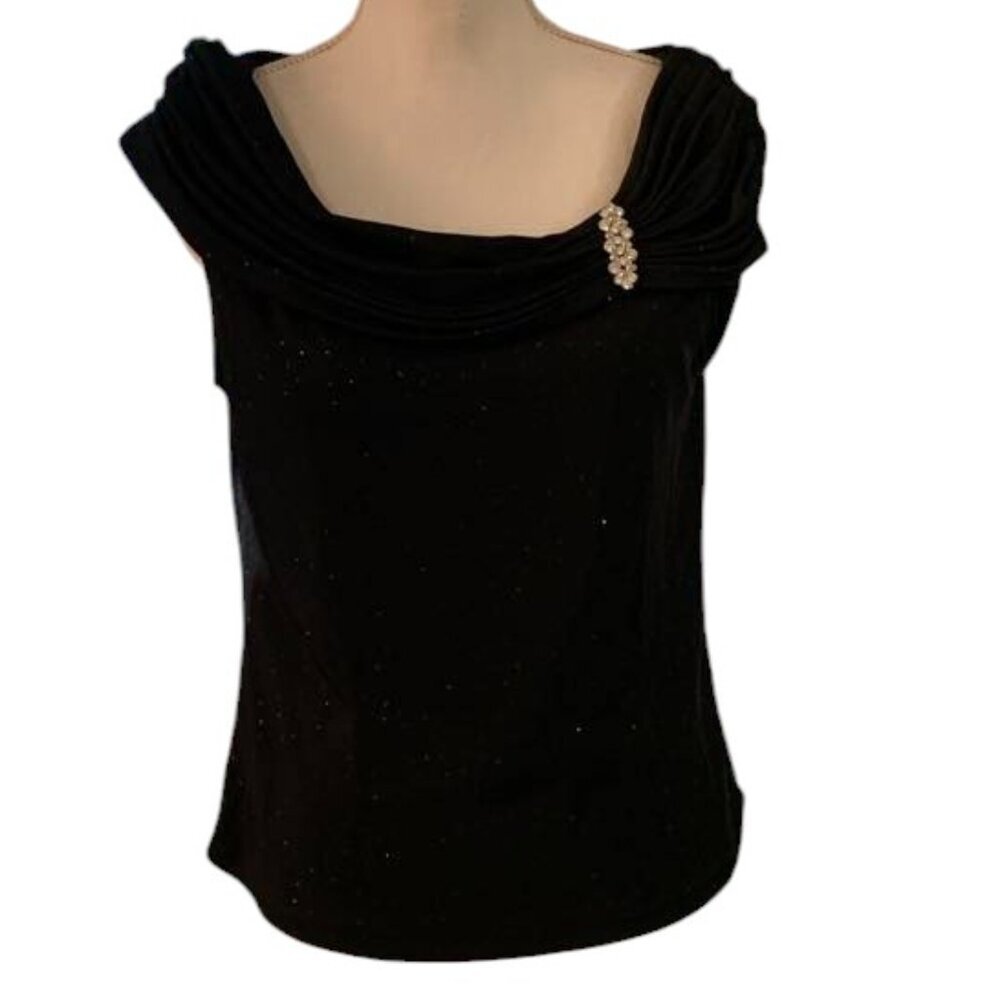 XSCAPE By Lawrence Kurtz Black Sparkle Formal Top.  Fits like a Medium